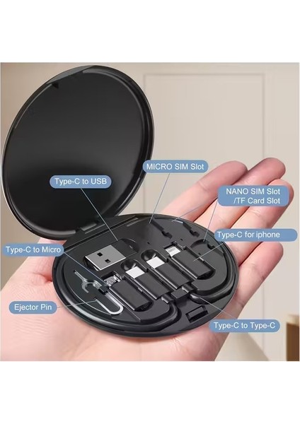 5'i 1 Arada 60W Destekli Seyahat Kablo Kutusu - Micro Usb, Type-C, Lightning 5 In 1 Şarj Seti modelleri