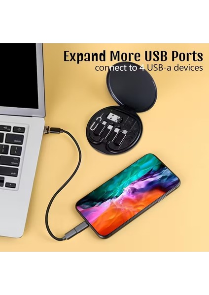 5'i 1 Arada 60W Destekli Seyahat Kablo Kutusu - Micro Usb, Type-C, Lightning 5 In 1 Şarj Seti fırsatları