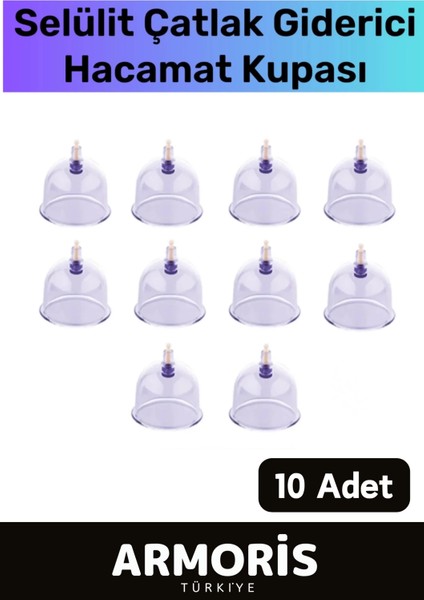 Yeni Nesil Selülit Çatlak Giderici Vakumlu 7 Numara Hacamat Kupası 10 Adet