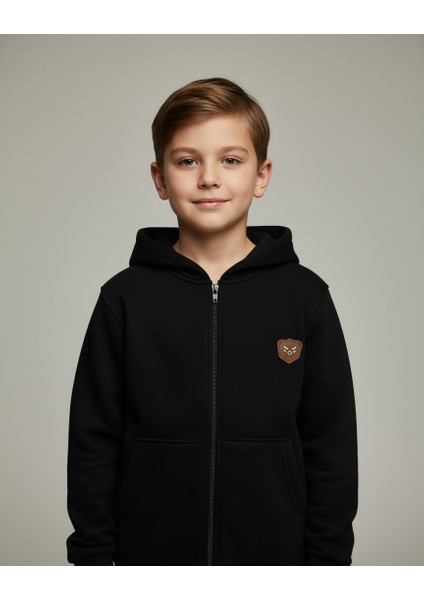 Erkek Çocuk Üç Iplik Siyah Hırka