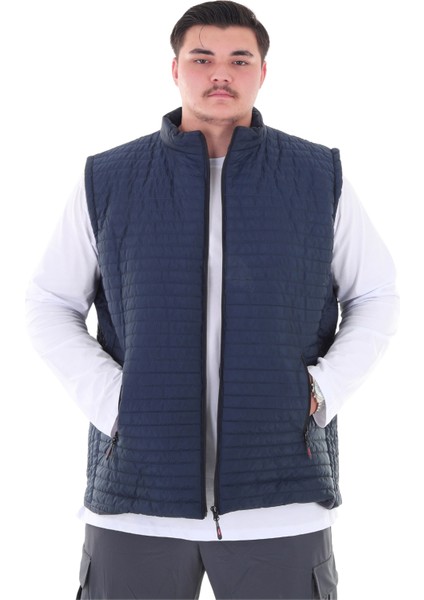 Erkek Büyük Beden 120 KILO-158 Kilo Arası Için Uygun Dik Yaka Mevsimlik Kapitone Yelek