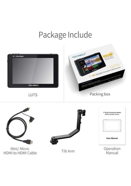 Lut7 7 Inç 3D Lut Ultra Parlak 2200NIT Dokunmatik Ekran Kamera Alan Monitörü indirimleri