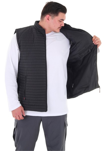 Erkek Büyük Beden 120 KILO-158 Kilo Arası Için Uygun Dik Yaka Mevsimlik Kapitone Yelek