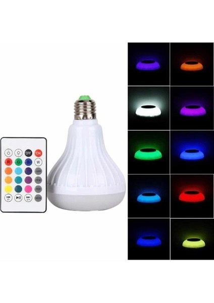 Resveq Kumandalı Rgb LED Işık Bluetooth Hoparlör Ses Lambası Renkli Ampul