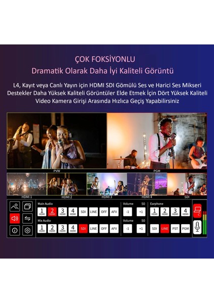 L4 Çoklu Kamera Video Mikseri 10.1''dokunmatik Ekran indirimleri