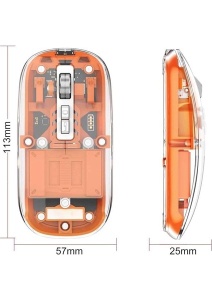 Resveq Mouse Fare Kablosuz Mouse Fare Şarjlı Bluetooth Sessiz 5 Tuşlu Şeffaf indirimleri