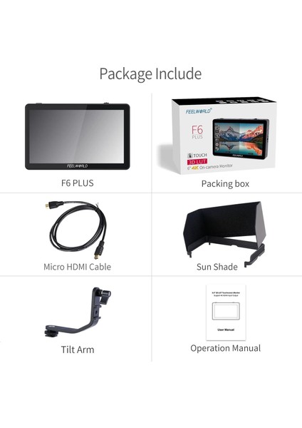 F6 Plus 6 Inç 3D Lut Kamera Alan Monitörü 1920X1080 Hd 4K HDMI indirimleri