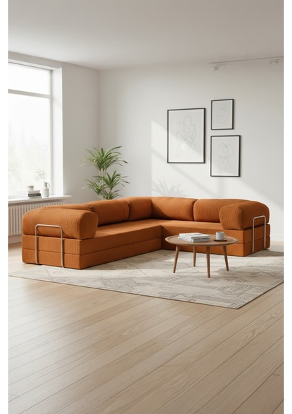 300X200 L Köşe Kanepe - Fitilli Kadife Yıkanır Silinir Pratik Yer Yatağı 50 Dns Bondex