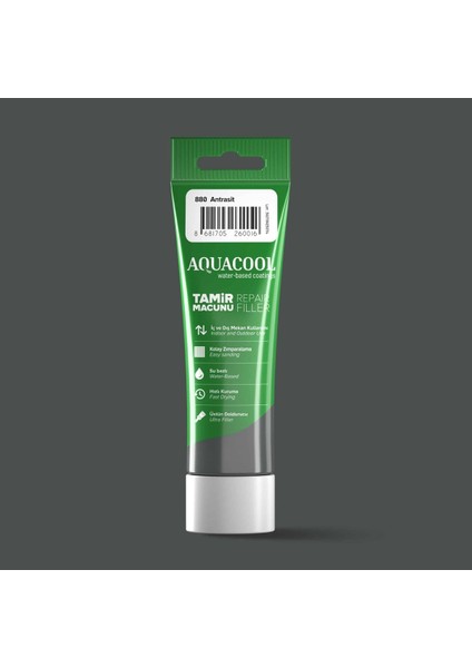 Aquacool Su Bazlı Çatlak Giderici Hızlı Kuruyan Ahşap Tamir Dolgu Macunu 880 Antrasit 200 gr
