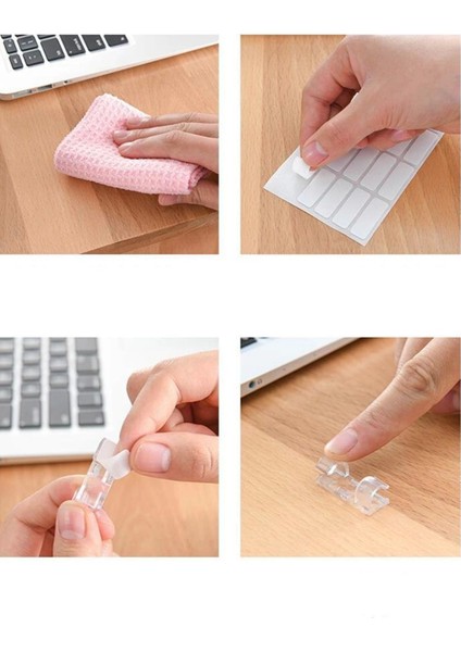 20LI Şeffaf Kablo Sabitleyici Düzenleyici Duvar Klipsi Yapışkanlı Kablo Organizer Tutucu Toplayıcı fiyatları