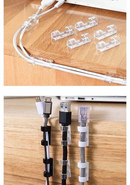 20LI Şeffaf Kablo Sabitleyici Düzenleyici Duvar Klipsi Yapışkanlı Kablo Organizer Tutucu Toplayıcı modelleri