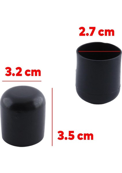 Masa Sandalye Sehpa Ayak Tapası Tıpa Papuç Takoz Yuvarlak Siyah 32 mm Parke Zemin Koruyucu 4 Adet Ke fiyatları