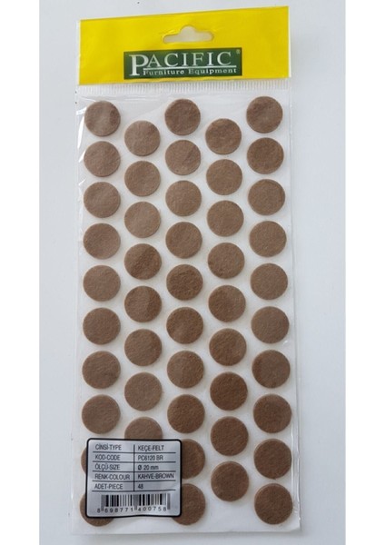 Yapışkanlı Keçe 20MM Keçeler Kahverengi