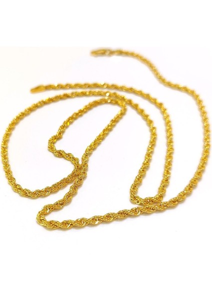 55CM 2.2mm Halat Zincir 14 Ayar Altın 4K Videolu