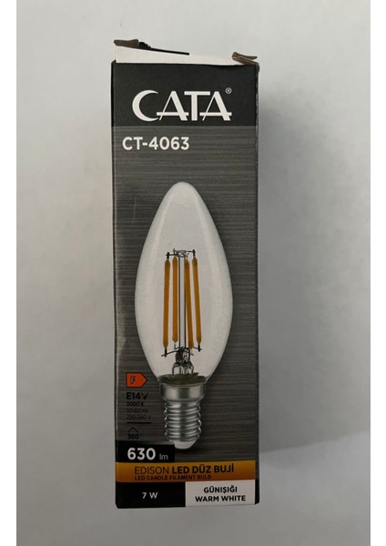 CT-4063 Edison LED Buji Ampul 7W Günışığı Tekli Gün Işığı E14 LED Ampul 7 Watt Yok A'dan G'ye F 7E5E fiyatları