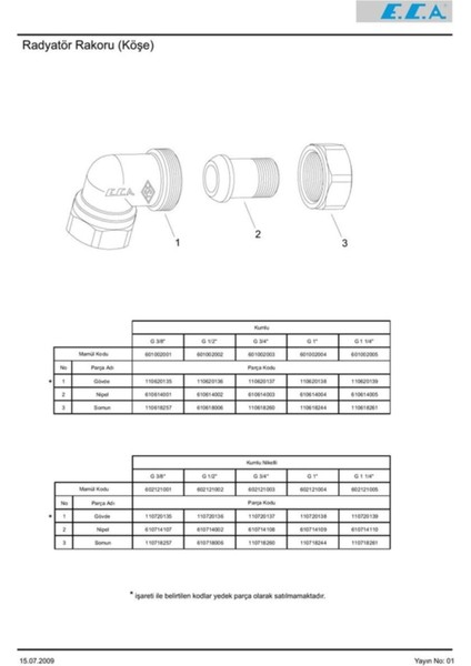 1/2 Köşe Rakor ( Allen) Tesisat Malzemeleri fiyatları