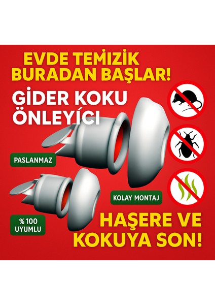 2 Adet Koku Yok! Çekvalfli Adaptör Conta Lavabo Gideri Koku Önleyici Gider Adaptör 2 Adet Koku Yok! fiyatları
