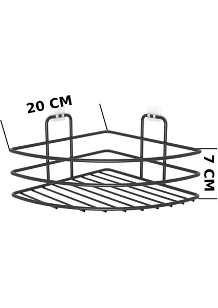 Yapışkanlı Banyo Köşeliği Köşe Rafı Duş Şampuanlık Duvar Düzenleyici Organizer Raf Siyah Tr fiyatları