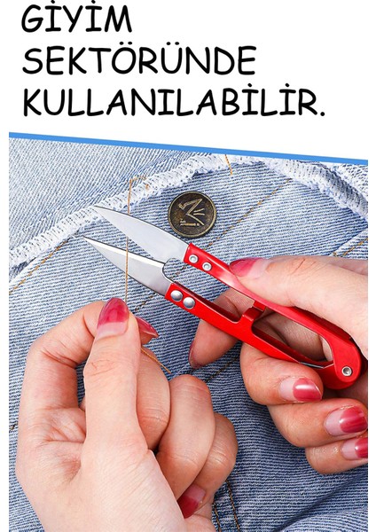 Tekstil Makası Paslanmaz Çelik Ip Kesme Aleti Yaylı Dikiş Kumaş Kesme Makası Keskin Uçlu Kamp Bıçağı