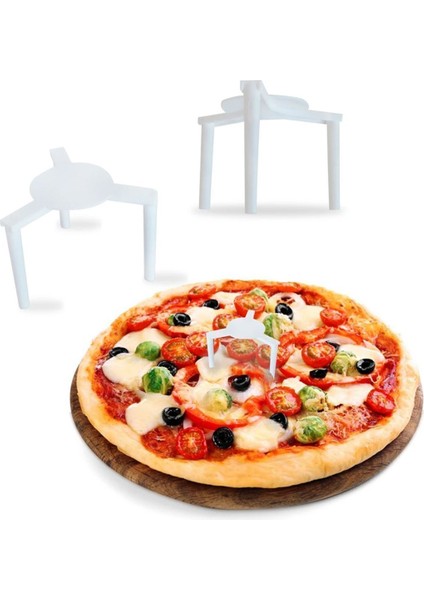Plastik Pizza Ayağı 100 Adet (Pizza Kutusu Destekleyici) Tripod Beyaz 2 x 4 100'LÜ Plastik Kap