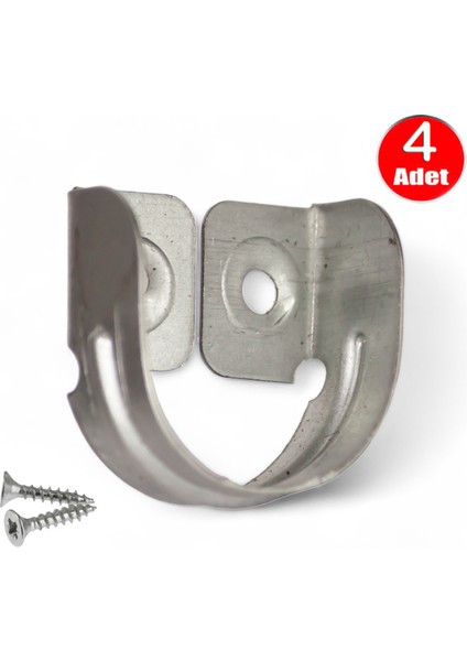 Dolap Içi Yuvarlak Gardrop Boru Tutucu Aparatı Elbise Askı Flanşı - 4 Adet Mobilya Bağlantı Elemanla