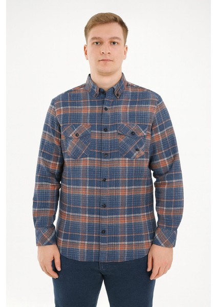 Kaşmir Büyük Beden Klasik Çift Cepli Erkek Gömlek - 7394