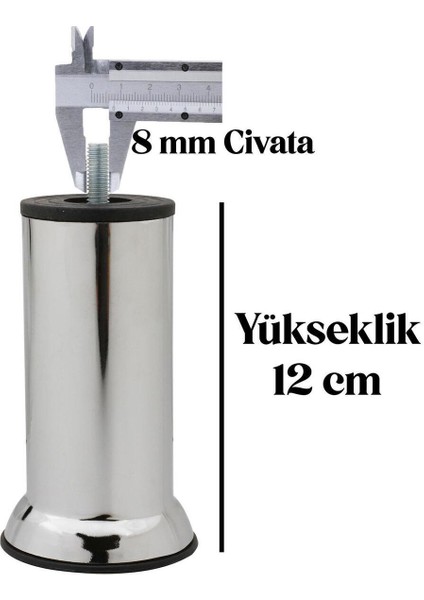 Mobilya Yükseltici Kanepe Baza Koltuk Destek Ayağı M8 Civata Krom Ayak 12 cm (4 Adet) Masa Ayakları fiyatları