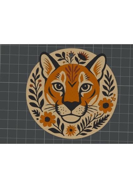 Yuvarlak Keychain Puma Tarzı Sanat Iskandinav (Özelleştirilebilir Tasarım)