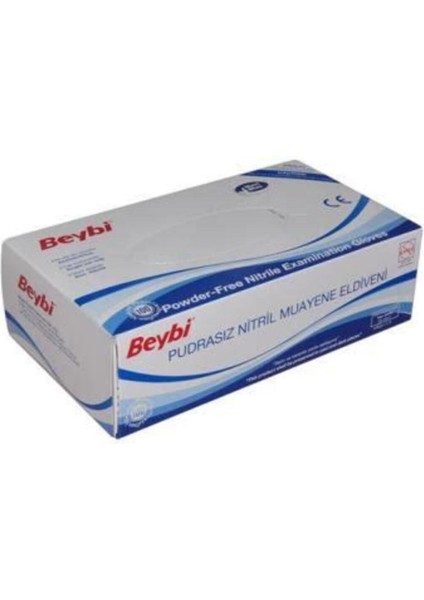 Pudrasız Nitril Mavi (S) Small Beden Muayene Eldiven 100LÜ Paket Gri