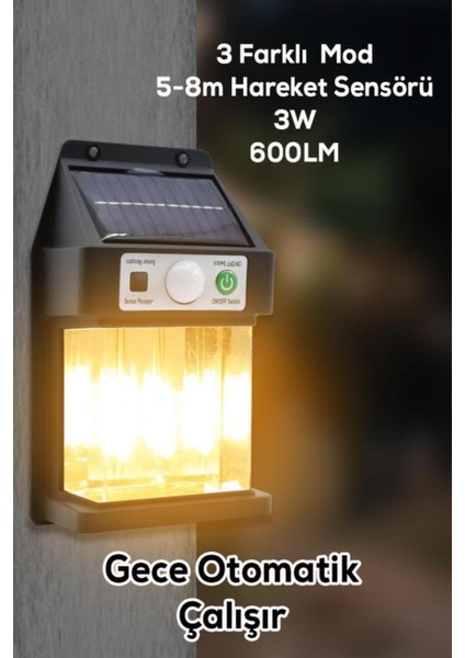 3 Ledli Güneş Enerjili Sensörlü Duvar Lambası A A+++'tan D'ye Cn modelleri