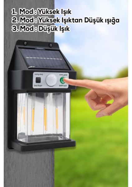 3 Ledli Güneş Enerjili Sensörlü Duvar Lambası A A+++'tan D'ye Cn indirimleri