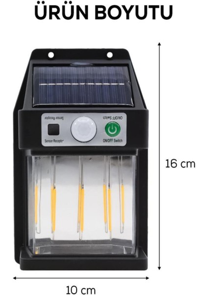 3 Ledli Güneş Enerjili Sensörlü Duvar Lambası A A+++'tan D'ye Cn