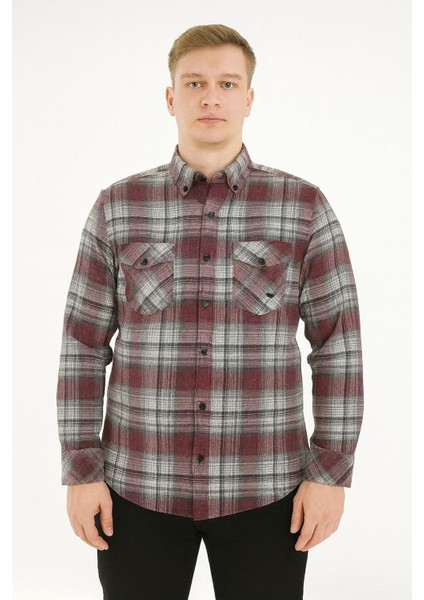 Kaşmir Büyük Beden Klasik Çift Cepli Erkek Gömlek - 7394