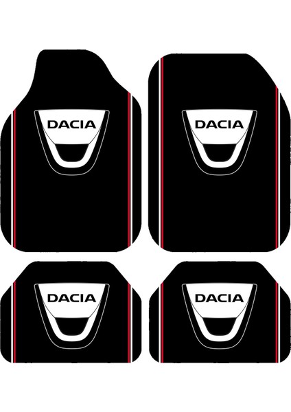 Dacia Logolu Çizgili Siyah Dekoratif Oto Paspas Takımı – Universal Kalıp, Kaymaz ve Yıkanabilir