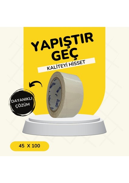 Beyaz Koli Bandı 45MM x 100M 1.sınıf Yüksek Kaliteli Koli Bandı Süper Güçlü Yapıştırıcı