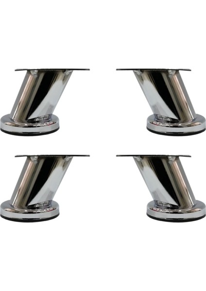 Dereceli Eğimli Dolap Ünite Vestiyer Ayağı Krom 6 cm (4 Adet) Masa Ayakları Gümüş