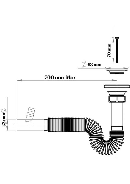 Çamaşır ve Bulaşık Makine Girişli Körüklü Lavabo Sifonu Lavabo Sifonu Lavabo Sifonu Sifon Lavabo Gid fiyatları