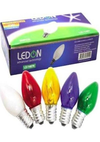 C7 Renkli Tuz Lambası Ampulu - Renkli Gece Ampulu E14 Duy 5 Adet E14 Halogen Ampul Beyaz