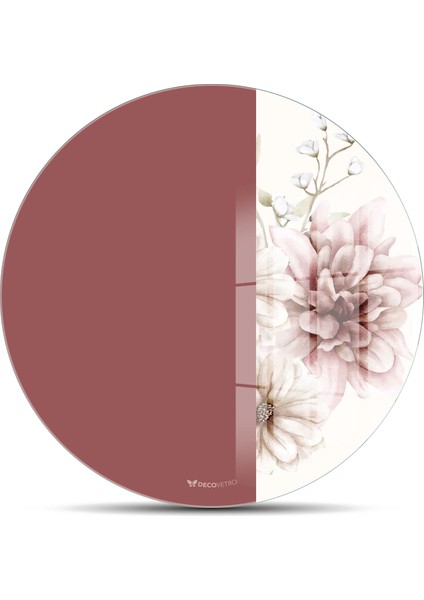 Cam Kesme Tahtası ve Sunumluk Yuvarlak Vintage Gül Kurusu 30X30 cm fiyatları