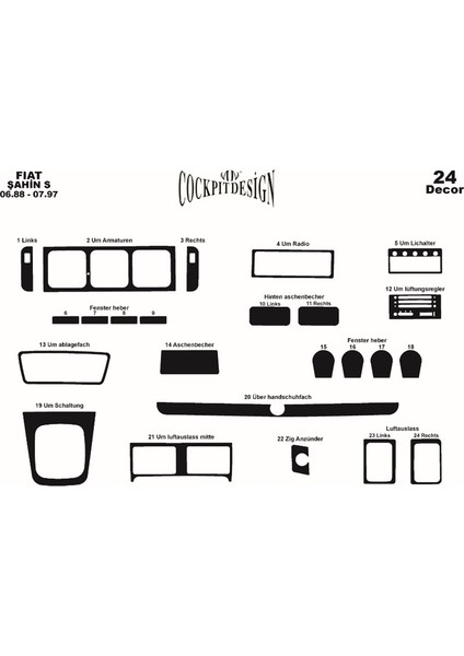Fiat Şahin S Konsol-Torpido Kaplama 1988-1997 24 Parça Maun fiyatları
