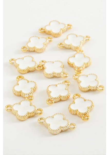 Resveq Çiçek Çift Kulplu Mineli Bileklik ve Kolye Ucu Aparatı 1 Adet-Beyaz fiyatları