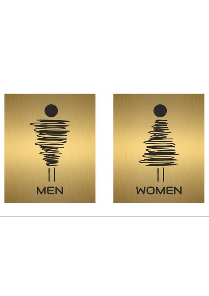 Wc Tuvalet Tabelası Kapı ve Duvar Yönlendirme Levhası 10X12 cm 2 Ayrı Metal Levha