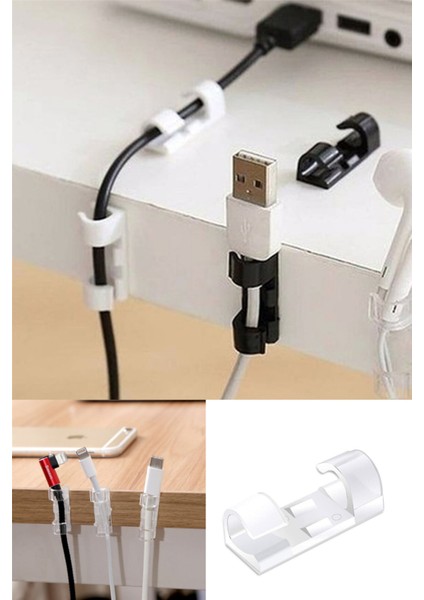 Kablo Sabitleyici Klipsler 60 Adet Kablo Düzenleyici Duvar Fayans Cam Kablo Tutucu Yapışkanlı Klips