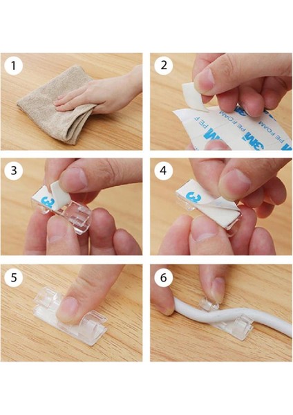 Kablo Sabitleyici Klipsler 60 Adet Kablo Düzenleyici Duvar Fayans Cam Kablo Tutucu Yapışkanlı Klips