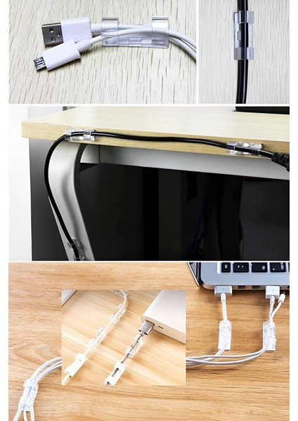 Kablo Sabitleyici Şeffaf Yapışkanlı Klips Banyo Mutfak Dağınıklık Toplayıcı Güçlü Yapışkan 20 Adet indirimleri