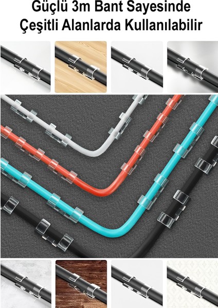 Kablo Sabitleyici Şeffaf Yapışkanlı Klips Banyo Mutfak Dağınıklık Toplayıcı Güçlü Yapışkan 20 Adet