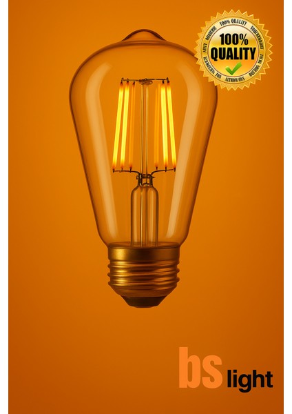 Armut Dekoratif Retro Rustik Ampul E27 Standart Duy 220V Ev Cafe Aplik Abajur Tavan Ampül Amber Tekl