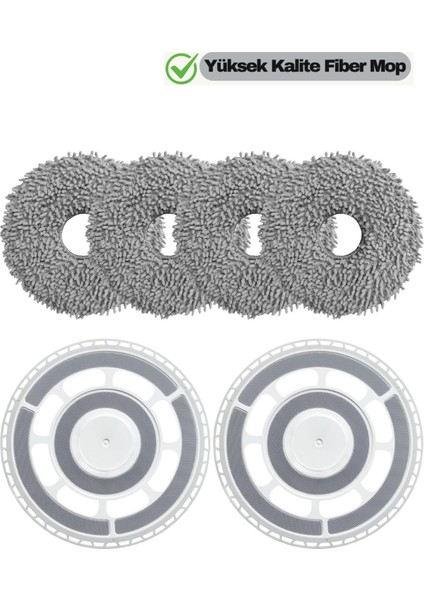 Roborock Qrevo Curv,qrevo C,qrevo L Uyumlu Mikrofiber Paspas,mop Tutucu Braket Yedek Seti-6 Parça