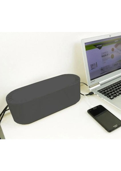 Kablo Düzenleyici Çoklu Priz Kutusu Kablo Organizer Antrasit ( Koyu Füme ) Ürün Plastiktir. Antrasit fiyatları