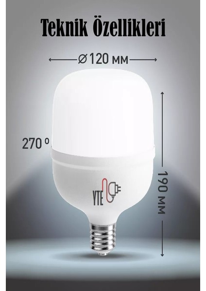 50 W Torch LED Ampul Beyaz 6500K Yüksek Aydınlatma/kalite 1 Adet Tekli Beyaz Işık E27 LED Ampul 50 W fiyatları